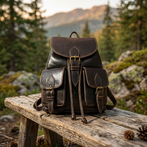 Mochila clásica de cuero genuino para hombre, duradera, para viaje, con asa suave, estilo vintage - Product Image 1