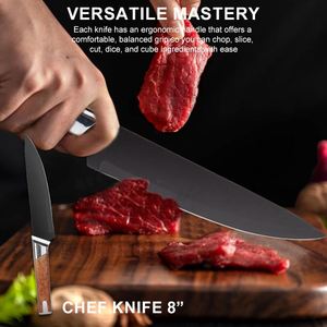 Juego de Cuchillos de Cocina Royalty Chef de 13 Piezas de Buena Calidad, Acero Inoxidable, Mango Forjado con Diseño de Madera, Cuchillo para Frutas con Soporte - Product Image 3