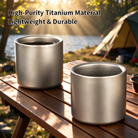 Tasse à eau en titane pur sablé à double paroi pour l'extérieur, tasse à bière portable d'été, mug de camping, tasse à café en titane