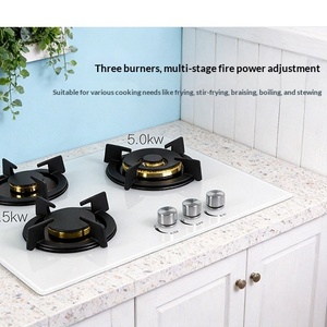 Cuisinière à <span class=keywords><strong>gaz</strong></span> naturel encastrable de <span class=keywords><strong>petite</strong></span> taille de style européen à trois brûleurs avec surface en verre trempé 5,0 kW et brûleur tout en cuivre - Product Image 4