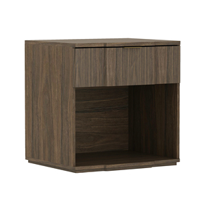 Walnut Nightstand With Drawer And Open <b>Shelf</b> Storage <b>Unit</b> - Product Image 6