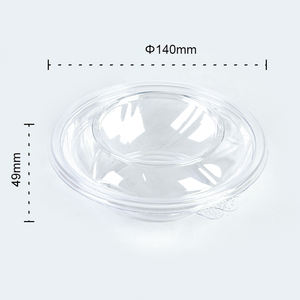 علب سلطة دائرية قابلة لإعادة التدوير سعة 8 أونصات مصنوعة من البولي إيثيلين تيريفثاليت، حاويات طعام للوجبات الجاهزة مانعة للتسرب، أوعية سلطة بلاستيكية شفافة مع غطاء - Product Image 2