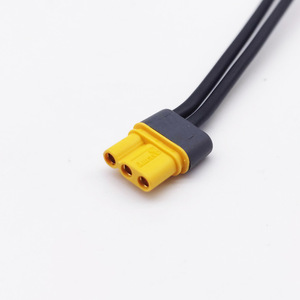 Faisceau de câbles noir personnalisé à un seul fil avec connecteur mâle en plastique jaune-gris pour le câblage de signalisation des équipements d'éclairage et électroniques - Product Image 4