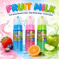 Bonbons liquides en forme de biberon à presser, 3 couleurs vives, sirop de fruits, sirop de lait, sucre, confiserie pour enfants