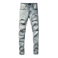 AM Brand Warehouse Wholesale Jeans Men Rock Revival Jeans Men's Slim Leg Jeans Paint for Men