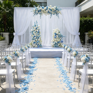 Fleurs artificielles bleues pour arrière-plan de mariage, fabriquées en usine - Product Image 3