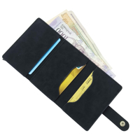 Dompet Kartu Minimalis Logo Kustom, Penutup Kancing, Pola Huruf, Kulit PU, RFID, Sublimasi, Panjang Pendek, Lapisan Poliester