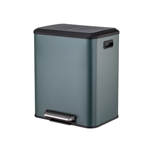 屋内用大型長方形ステンレス製ダブルペダル式ゴミ箱 60リットル 足踏み式分別ゴミ箱 - Product Image 6