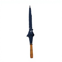 Parapluie de golf droit compact, léger, pratique, ouverture manuelle, double armature en fer, poignée en bois, design imperméable et coupe-vent