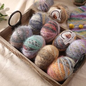 Étiquettes personnalisées, fil mélangé en <span class=keywords><strong>laine</strong></span> mérinos moelleuse, recyclable OE, anti-boulochage, teinture segmentée résistante, <span class=keywords><strong>laine</strong></span> mélangée pour pulls tricotés à la main - Product Image 5