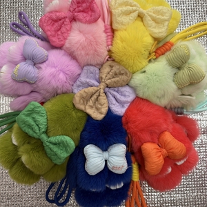Portachiavi Coniglio in Peluche 10cm in Vera Pelliccia Naturale, Ciondolo per Borsa da Donna, Ornamento per Zaino, Portachiavi per <span class=keywords><strong>Auto</strong></span>, Regalo per Bambini - Product Image 4