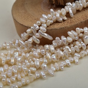 Ensemble de collier et de boucles d'oreilles en perles Keshi dispersées, perles d'eau douce non nucléaires, trois à sept trous, sept perles irrégulières en forme de dent de loup, perles en vrac - Product Image 3