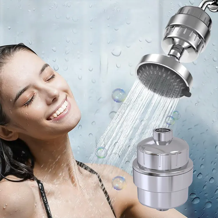 15 stage filters home use KDF reduces chlorine odor softening hard water shower head filter