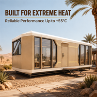 Maison-capsule entièrement en aluminium sur mesure pour les climats chauds du Moyen-Orient, jusqu'à 55 degrés ° C |   Hébergement préfabriqué dans une station balnéaire du désert