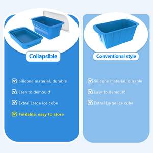 Moule à glaçons extra large 9.6 LB <span class=keywords><strong>Bac</strong></span> à glaçons en silicone avec couvercles <span class=keywords><strong>Bac</strong></span> à glaçons réutilisable et pliable <span class=keywords><strong>pour</strong></span> baignoire - Product Image 5
