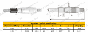 Alta precisione industriale-grado strumento di misura di precisione micrometro meccanico testa con mandrino di bloccaggio. - Product Image 6