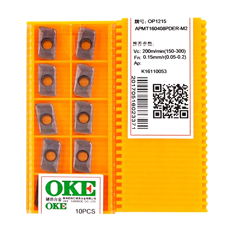 APMT160408PDER-M2 Op1215 100% Origineel Oke Merk China Draaigereedschap Cnc Snijden Frezen Driehoek Wolfraamcarbide Inzetstuk