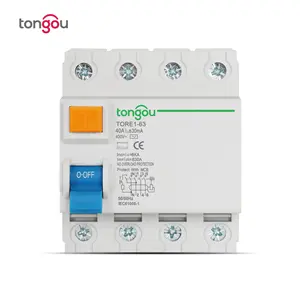 Interruptor de segurança diferencial do disjuntor da corrente residual eletromecânico do disjuntor da corrente de 4P 16A 63A 10mA 30mA 100mA 6KA RCCB RCD 400V