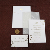 Couverture de vélin d'encre blanche translucide minimaliste pour 5x7 pouces Invitations en papier carte de détail ensemble d'invitation de mariage