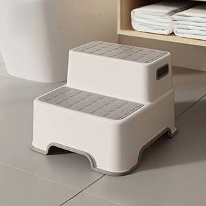 Taburete de Baño de Dos Peldaños HALO, Antideslizante, de Plástico, Compacto, Escalón de PP para Uso en el Hogar y Baño, OEM, ODM, Venta al Por Mayor - Product Image 1