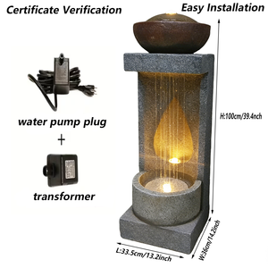 Fontaine d'extérieur autoportante en résine, résistante aux intempéries, style Art Déco moderne, avec cascade et ornements LED, vente en gros - Product Image 4