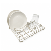 Égouttoir à vaisselle pliable compact et robuste en fil métallique pour assiettes et verres, idéal pour comptoir de cuisine et maison