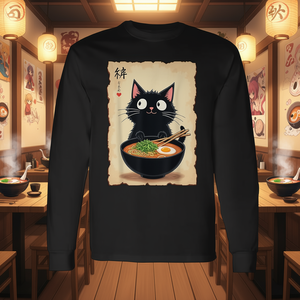 Camiseta de manga larga Kawaii Ramen Cat, diseño lindo de comida japonesa, anime, para amantes de los fideos - Product Image 3