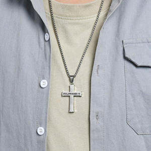 Cross <b>Necklace</b> For Men Stainless Steel Pendant Chain Jewelry Fashion <b>Statement</b> Piece Street Style Accessories - Product Image 2