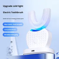 Brosse à dents électrique en forme de U pour adultes, rechargeable par USB, à poils souples, 3 modes, étanche IPX7, en silicone de qualité alimentaire, vente en gros