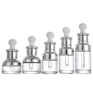 ขวดเซรั่มแก้วสีเงินขนาด20มล. 30มล. 50มล. พร้อมฝาหยดแบบปุ่มกดพร้อมปิเปตแก้ว - Product Image 1