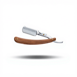 Navaja de afeitar profesional con mango de madera y hoja de acero inoxidable para barbería, afeitadora manual de una sola hoja para afeitar la cara de hombres. - Product Image 3