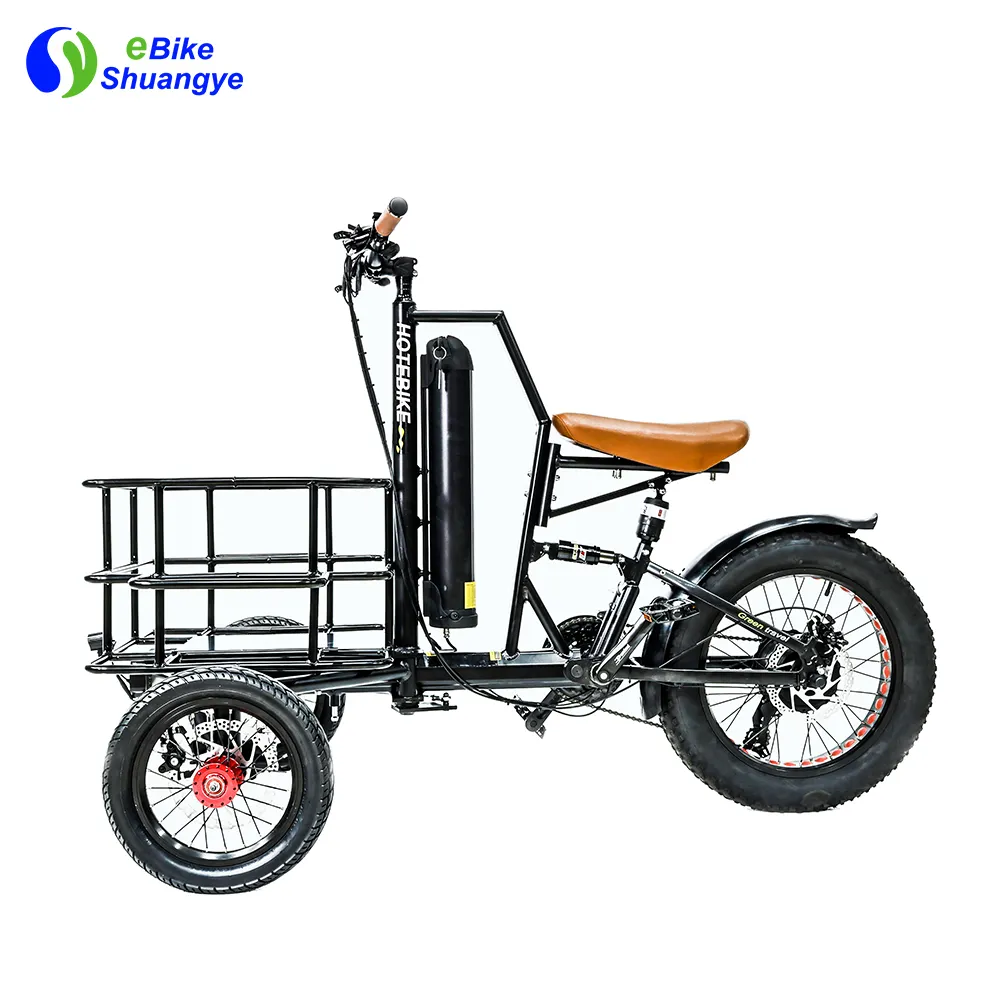 Yetişkin 3 tekerlekli yağ lastik elektrikli bisiklet 250W 350W 500W 750W elektrikli üç tekerlekli bisiklet motosiklet 36V 48V kargo ebike