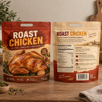 Sachet refermable personnalisé pour poulet rôti, résistant à la chaleur et anti-buée, avec poignée, pour micro-ondes