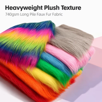 Tissu en fausse fourrure de renard à poils longs et colorés, matériau en fausse fourrure arc-en-ciel pour costumes de cosplay, jouets, oreillers et décorations