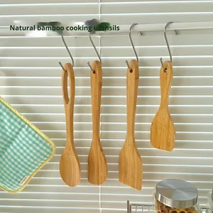 Bamboe Antiaanbaklaag Gebogen Spatel <span class=keywords><strong>Set</strong></span> Hogetemperatuurbestendig Huishoudelijk Keukengereedschap Voor Frituren Zonder Schilderen - Product Image 1