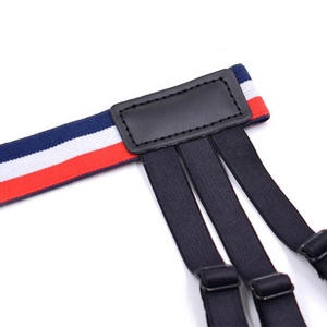 Vente en gros de porte-jarretelles de chemise à boucle antidérapante pour hommes, porte-jarretelles en nylon à motif rayé - Product Image 4
