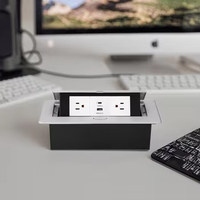 Boîte de prises de table escamotable 16A 13A avec prises USB+TYPE-C et double prise UE, anti-poussière, standard USA