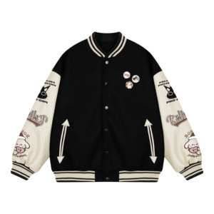 Chaqueta de Béisbol Vintage para Hombre, Chaqueta de Piloto Gruesa de Invierno para Parejas, Diseño de Letras 3D, Chaqueta Universitaria Rosa de Alta Gama - Product Image 1