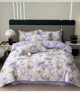 Set Quattro Pezzi in Cotone a Fibra Lunga Personalizzabile con Stampa Digitale, Lussuoso Copripiumino in Puro Cotone Pettinato Singolo/Matrimoniale - Product Image 1