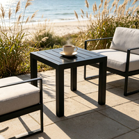 Table d'appoint carrée en aluminium noire pour hôtel, villa, jardin, balcon, cour, piscine, plage, espace de loisirs moderne extérieur