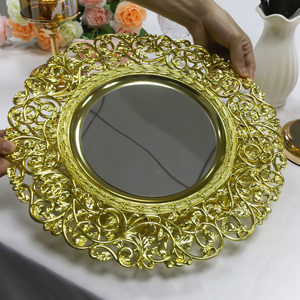Vente en gros Vaisselle <span class=keywords><strong>de</strong></span> décoration pour mariage Assiettes <span class=keywords><strong>de</strong></span> présentation en <span class=keywords><strong>plastique</strong></span> <span class=keywords><strong>de</strong></span> 37cm avec miroir rond doré <span class=keywords><strong>de</strong></span> luxe - Product Image 4