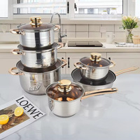 Ensemble de casseroles de luxe 12 pièces en acier inoxydable à fond composite épaissi, multifonctionnel, avec casserole à lait, marmite et poêle à frire