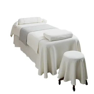 Offre Spéciale Spa Salon de beauté Massages Ensemble de couvertures de table Draps housse respectueux de la peau en polyester Ensembles de couvertures de lits de massage en gaufrage 3D