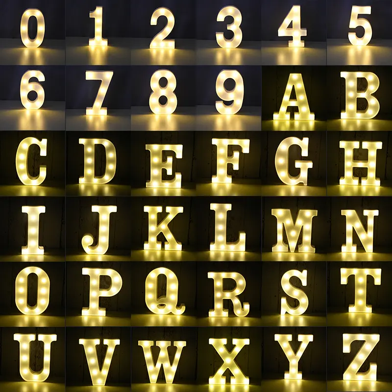 3D LED לילה מנורת 26 מכתב 0-9 דיגיטלי Marquee האלפבית סימן אור קיר תליית תאורת מנורת אור עד אותיות