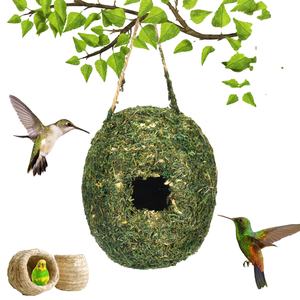 Hete Nieuwe Creatieve Hangende Mosvogel Nest Charmante Kolibrie Huis Massief Hout Buitenkooi Decoratief Vogelhuisje - Product Image 2