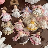 Pendentif de sac personnalisé en tissu tressé mignon, porte-clés jouet style Mori Girl avec jupe florale, ornement suspendu