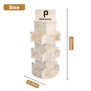 Soporte de exhibición de madera para tarjetas postales, extraíble y giratorio de 360 grados, personalizado, soporte de exhibición de folletos para tiendas minoristas de Centros Comerciales - Product Image 6