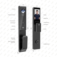 Serrure Intelligente Électronique Automatique IA avec Reconnaissance Faciale 3D et Veineuse, Compatible Porte en Bois Résistante aux Rayures, Stockage par Carte Mémoire