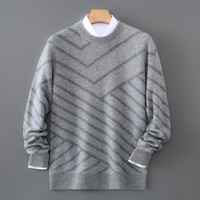 Pull en laine tricoté à col rond pour homme, de haute qualité, à blocs de couleurs, manches longues, mode décontractée automne-hiver