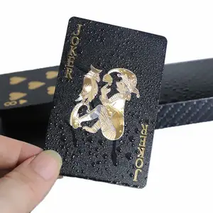 Mesa de plástico de alta calidad, resistente al agua, chapado en oro, póquer, Impresión de logotipo personalizado, 24K, póker dorado, Euro, naipe de plástico